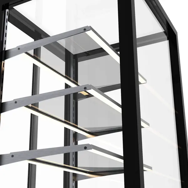 Neutrale Vitrine | INTEGRA | Zwart | 4 Niveaus | Zelfbediening | 1200x600x815(h)mm