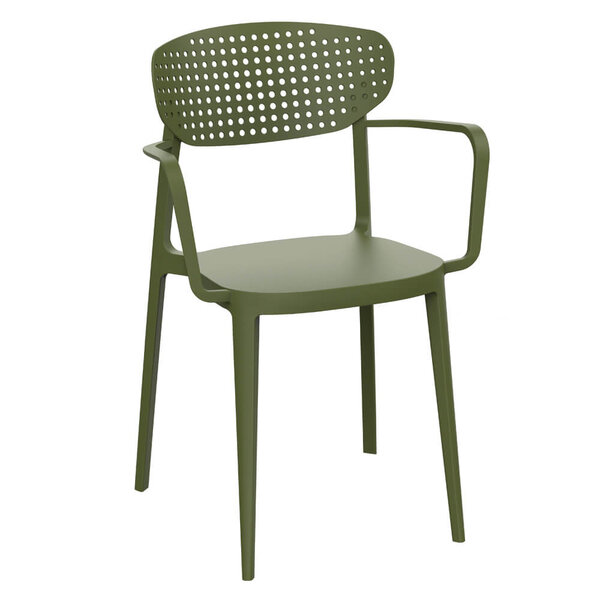Stoel | COMO | Kunststof | Olive | In-/Outdoor | Stapelbaar | 530x470x810(h)mm