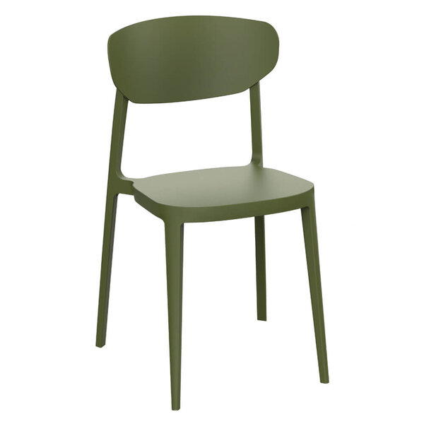 Stoel | LUGANO | Kunststof | Olive | In-/Outdoor | Stapelbaar | 460x470x810(h)mm
