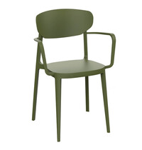 HC Stoel | LUGANO | Kunststof | Olive | In-/Outdoor | Stapelbaar | 530x470x810(h)mm 