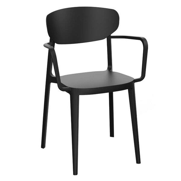 Stoel | LUGANO | Kunststof | Black | In-/Outdoor | Stapelbaar | 530x470x810(h)mm