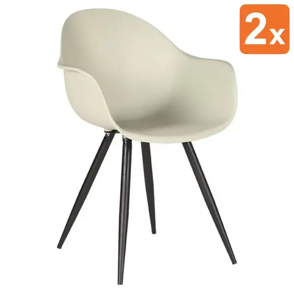Stoelen | LIVA | Kunststof/Metaal | Breeze | Zwarte Poten | In-/Outdoor | 2 Stuks | 580x540x850(h)mm