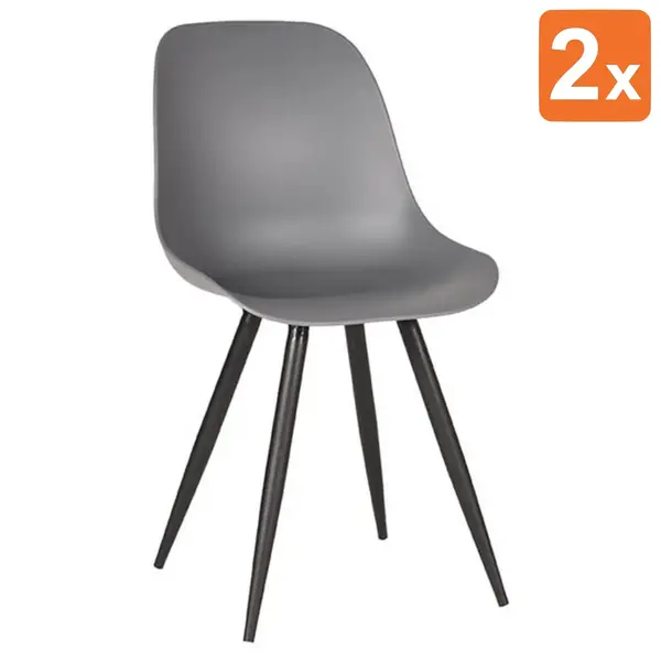 Stoelen | MONA | Kunststof/Metaal | Anthracite | Zwarte Poten | In-/Outdoor | 2 Stuks | 460x540x880(h)mm