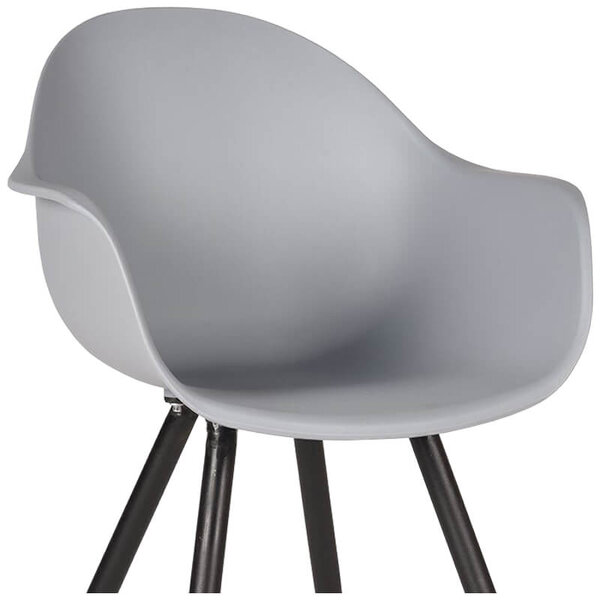 Stoelen | LIVA | Kunststof/Metaal | Grey | Zwarte Poten | In-/Outdoor | 2 Stuks | 580x540x850(h)mm