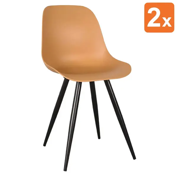 Stoelen | MONA | Kunststof/Metaal | Ochre | Zwarte Poten | In-/Outdoor | 2 Stuks | 460x540x880(h)mm