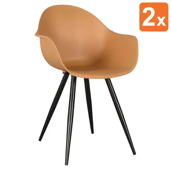Stoelen | LIVA | Kunststof/Metaal | Ochre | Zwarte Poten | In-/Outdoor | 2 Stuks | 580x540x850(h)mm