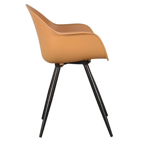 Stoelen | LIVA | Kunststof/Metaal | Ochre | Zwarte Poten | In-/Outdoor | 2 Stuks | 580x540x850(h)mm