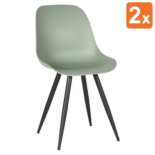 Stoelen | MONA | Kunststof/Metaal | Forest | Zwarte Poten | In-/Outdoor | 2 Stuks | 460x540x880(h)mm