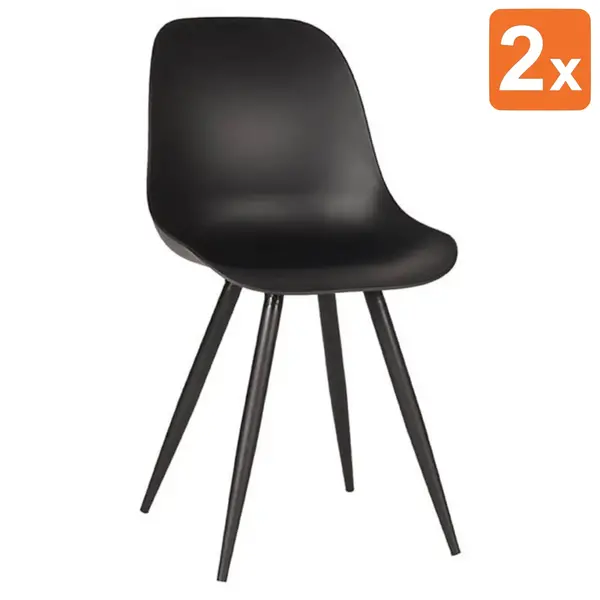Stoelen | MONA | Kunststof/Metaal | Black | Zwarte Poten | In-/Outdoor | 2 Stuks | 460x540x880(h)mm