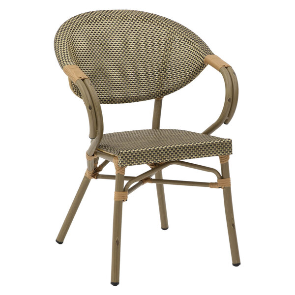 Stoel | MILANO | Aluminium Rotan/Aluminium | Gold | Bruin Frame | In-/Outdoor | 570x570x825(h)mm