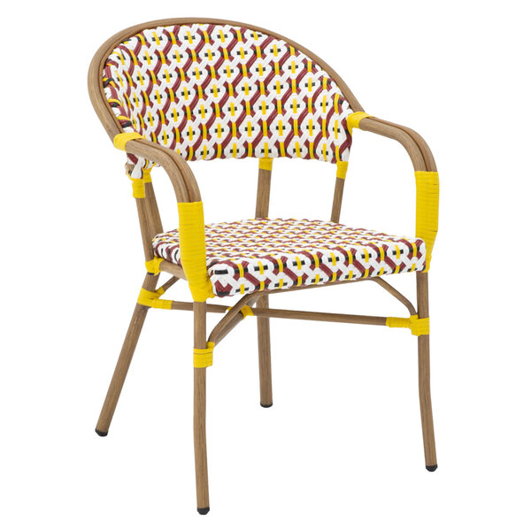 Stoel | SOREN | Aluminium Rotan/Aluminium | Yellow | Olijfhout Frame | In-/Outdoor | 570x600x830(h)mm