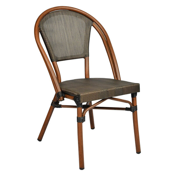 Stoel | FLORENCE | Aluminium Rotan/Aluminium | Black | Bruin Frame | In-/Outdoor | Stapelbaar | 490x600x830(h)mm