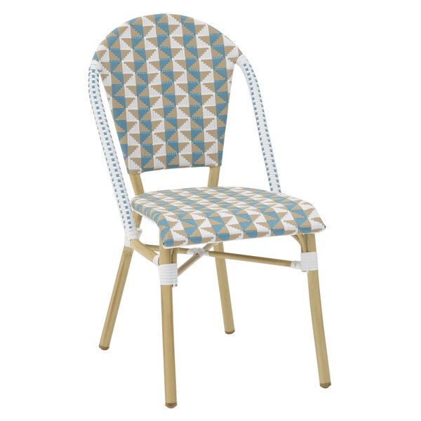 Stoel | MONICA | Aluminium Rotan/Aluminium | Turquoise | Naturel Hout Frame | In-/Outdoor | 460x580x890(h)mm
