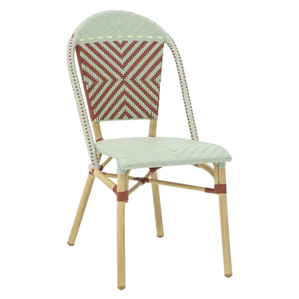 Stoel | MONICA | Aluminium Rotan/Aluminium | Red | Naturel Hout Frame | In-/Outdoor | 460x580x890(h)mm