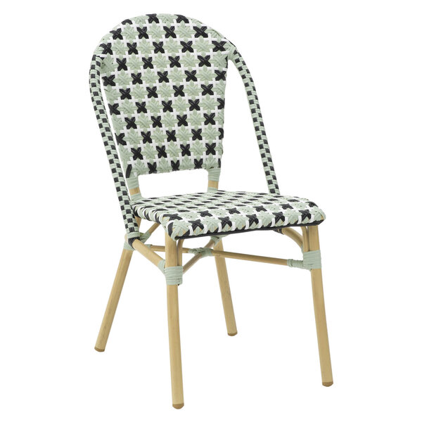 Stoel | MONICA | Aluminium Rotan/Aluminium | Mint | Naturel Hout Frame | In-/Outdoor | 460x580x890(h)mm