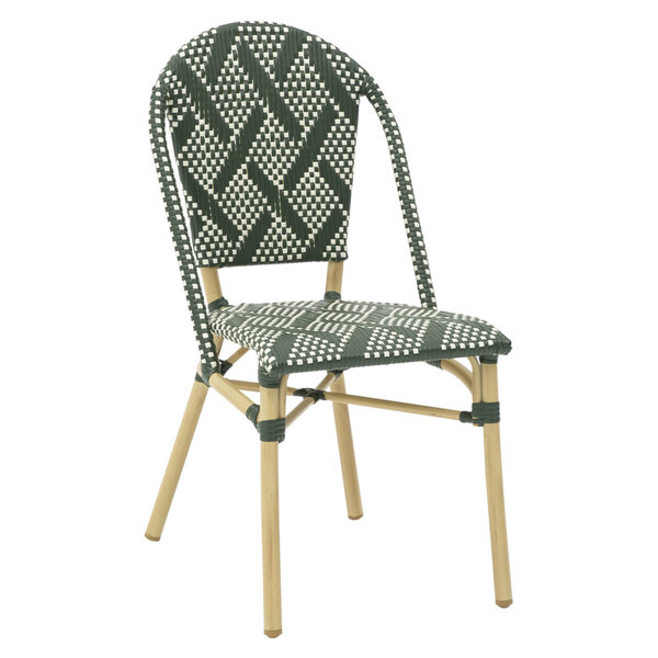 Stoel | MONICA | Aluminium Rotan/Aluminium | Green | Naturel Hout Frame | In-/Outdoor | 460x580x890(h)mm