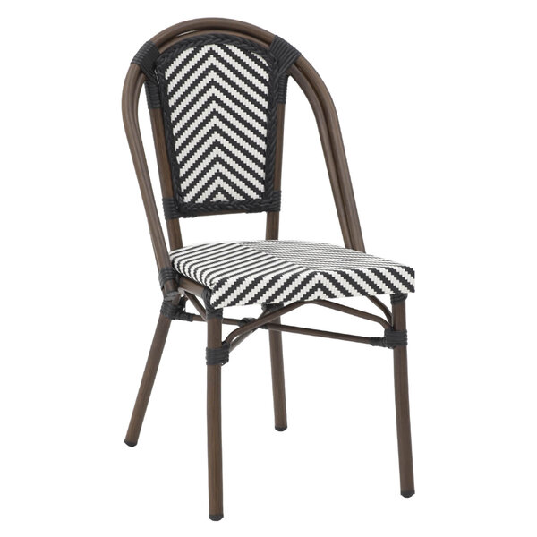 Stoel | MONICA | Aluminium Rotan/Aluminium | Black | Bruin Frame | In-/Outdoor | Stapelbaar | 470x570x880(h)mm