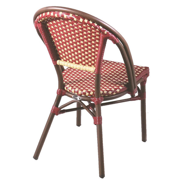 Stoel | MONZA | Aluminium Rotan/Aluminium | Red | Bruin Frame | In-/Outdoor | Stapelbaar | 490x600x830(h)mm