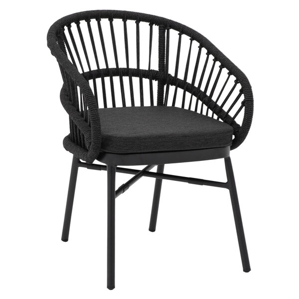 Stoel | NIKITA | Aluminium Rotan/Aluminium | Grey | Zwart Frame | In-/Outdoor | 580x615x780(h)mm