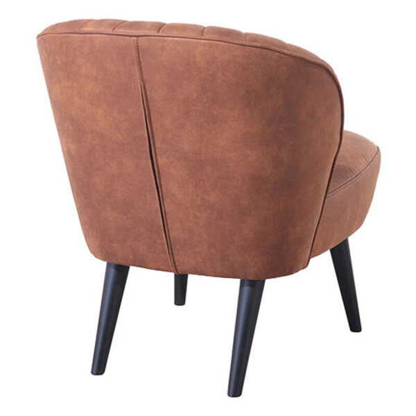 Loungestoel | BOREAS | Microvezel/Hout | Cognac | Zwarte Poten | Indoor | 600x680x770(h)mm