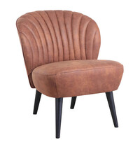HC Loungestoel | BOREAS | Microvezel/Hout | Cognac | Zwarte Poten | Indoor | 600x680x770(h)mm 