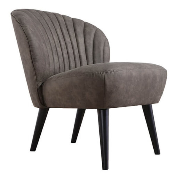 Loungestoel | BOREAS | Microvezel/Hout | Olive | Zwarte Poten | Indoor | 600x680x770(h)mm