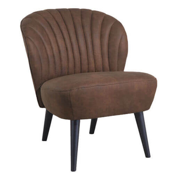 Loungestoel | BOREAS | Microvezel/Hout | Brown | Zwarte Poten | Indoor | 600x680x770(h)mm