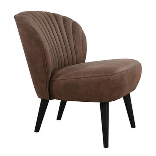 Loungestoel | BOREAS | Microvezel/Hout | Brown | Zwarte Poten | Indoor | 600x680x770(h)mm