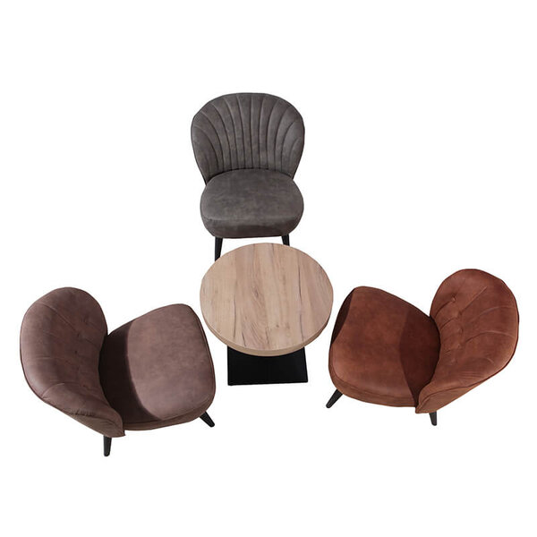 Loungestoel | LETO | Microvezel/Hout | Cognac | Zwarte Poten | Indoor | 600x680x770(h)mm
