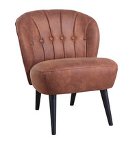 HC Loungestoel | LETO | Microvezel/Hout | Cognac | Zwarte Poten | Indoor | 600x680x770(h)mm 