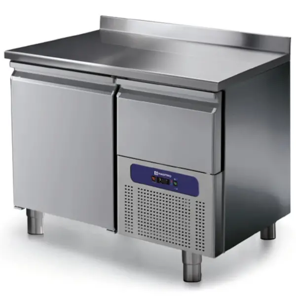 Koelwerkbank | 140L | 1 Deur + 1 Lade (1/1 GN) | -2°C/+8°C | Statisch + Ventilator | Achteropstand | 935x700x850(h)mm
