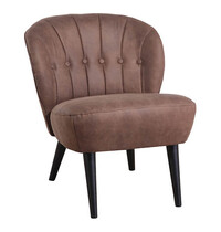 HC Loungestoel | LETO | Microvezel/Hout | Brown | Zwarte Poten | Indoor | 600x680x770(h)mm 