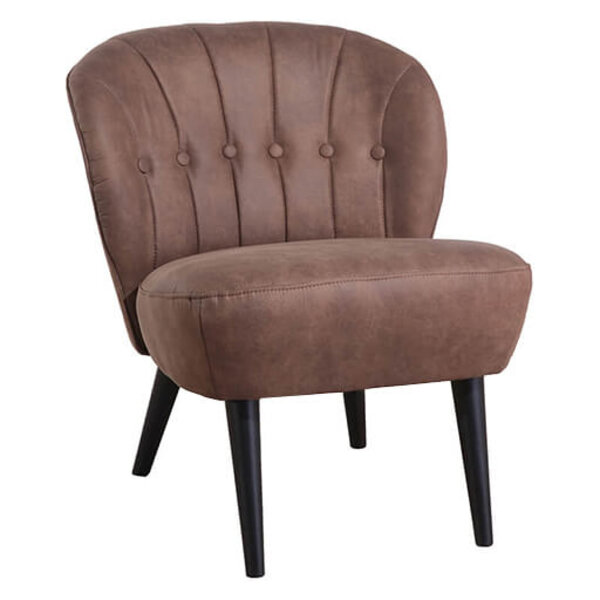 Loungestoel | LETO | Microvezel/Hout | Brown | Zwarte Poten | Indoor | 600x680x770(h)mm