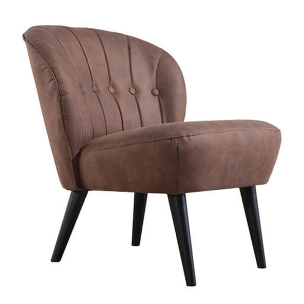 Loungestoel | LETO | Microvezel/Hout | Brown | Zwarte Poten | Indoor | 600x680x770(h)mm