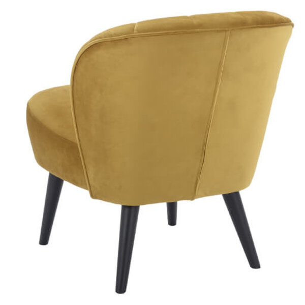 Loungestoel | LETO | Fluweel/Hout | Ochre | Zwarte Poten | Indoor | 600x680x770(h)mm