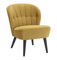 HC Loungestoel | LETO | Fluweel/Hout | Ochre | Zwarte Poten | Indoor | 600x680x770(h)mm 