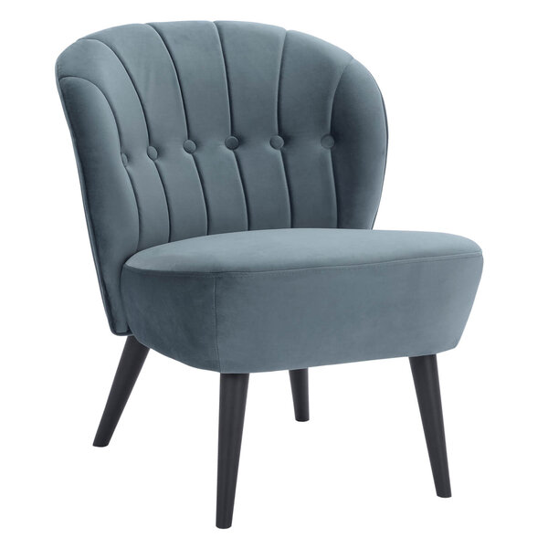 Loungestoel | LETO | Fluweel/Hout | Petrol | Zwarte Poten | Indoor | 600x680x770(h)mm