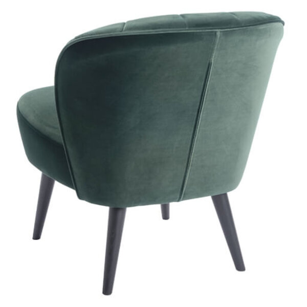 Loungestoel | LETO | Fluweel/Hout | Olive | Zwarte Poten | Indoor | 600x680x770(h)mm