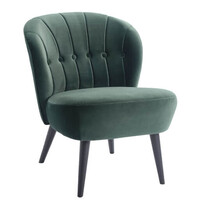 HC Loungestoel | LETO | Fluweel/Hout | Olive | Zwarte Poten | Indoor | 600x680x770(h)mm 