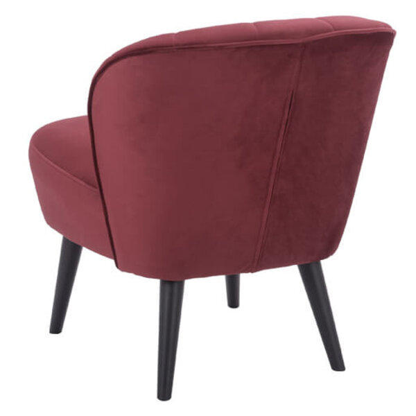 Loungestoel | LETO | Fluweel/Hout | Red | Zwarte Poten | Indoor | 600x680x770(h)mm
