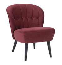 HC Loungestoel | LETO | Fluweel/Hout | Red | Zwarte Poten | Indoor | 600x680x770(h)mm 