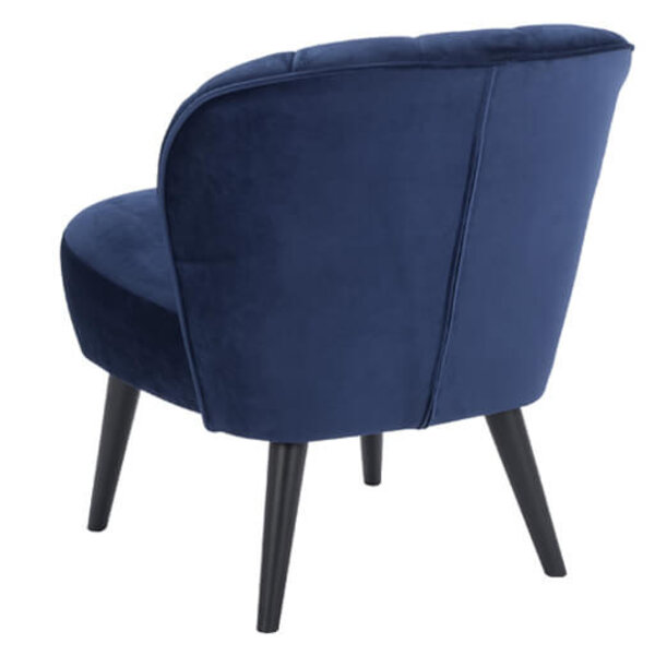 Loungestoel | LETO | Fluweel/Hout | Blue | Zwarte Poten | Indoor | 600x680x770(h)mm