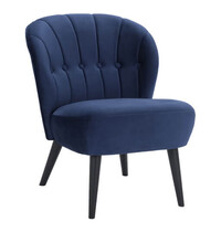 HC Loungestoel | LETO | Fluweel/Hout | Blue | Zwarte Poten | Indoor | 600x680x770(h)mm 