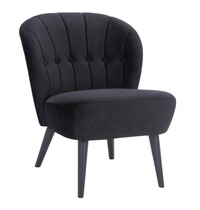 HC Loungestoel | LETO | Fluweel/Hout | Black | Zwarte Poten | Indoor | 600x680x770(h)mm 