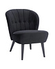 HC Loungestoel | LETO | Fluweel/Hout | Black | Zwarte Poten | Indoor | 600x680x770(h)mm 