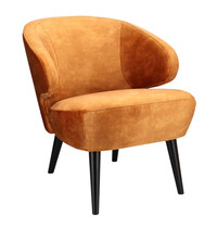 HC Loungestoel | BETA | Fluweel/Hout | Cognac | Zwarte Poten | Indoor | 620x700x700(h)mm 