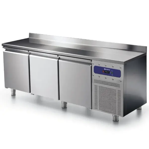 Koelwerkbank | 400L | 3 Deuren | -2°C/+8°C | Statisch + Ventilator | Achteropstand | 1865x600x850(h)mm