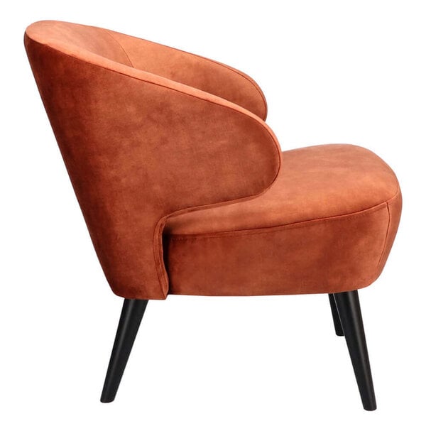 Loungestoel | BETA | Fluweel/Hout | Copper | Zwarte Poten | Indoor | 620x700x700(h)mm