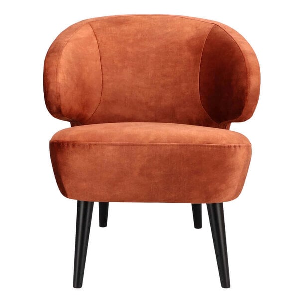 Loungestoel | BETA | Fluweel/Hout | Copper | Zwarte Poten | Indoor | 620x700x700(h)mm