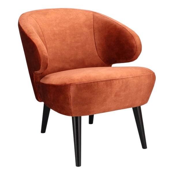 Loungestoel | BETA | Fluweel/Hout | Copper | Zwarte Poten | Indoor | 620x700x700(h)mm